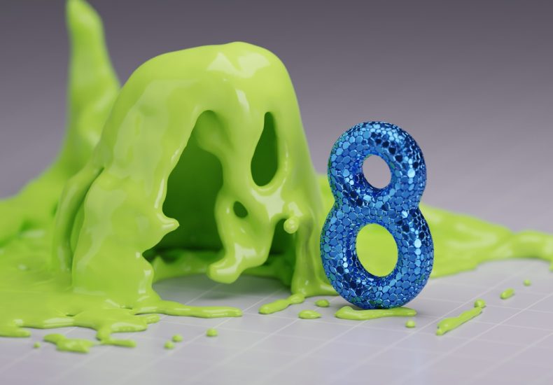 a blue and green object sitting on top of a table